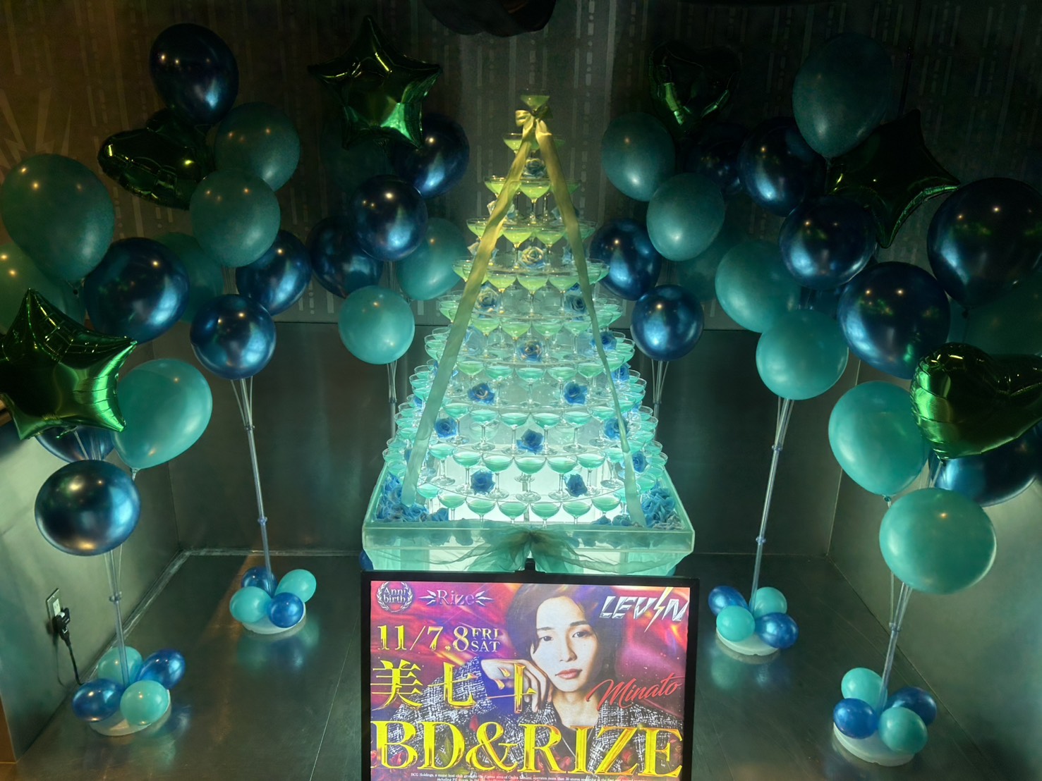 大阪 LEVIN2nd ミナト シャンパンタワー頂きました